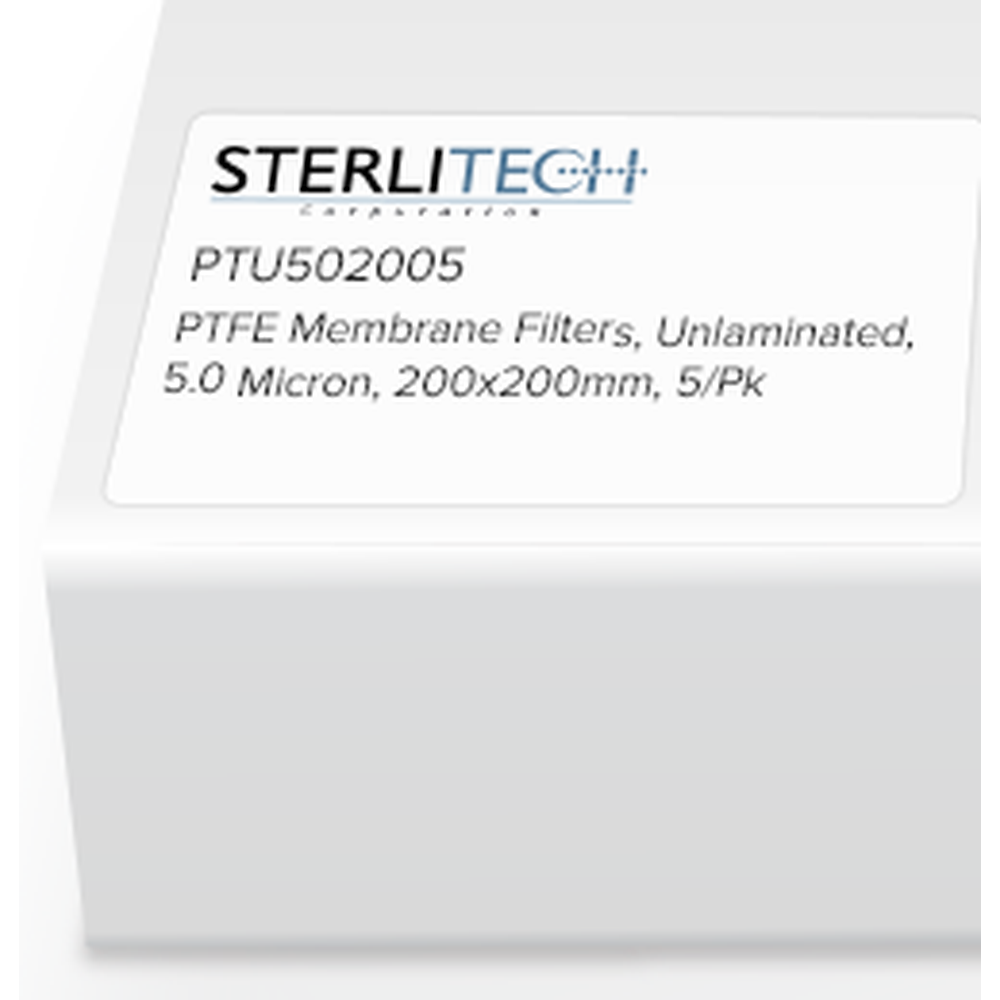 PTFE Unlaminated Membrane Filters, 5.0 micron, 200 x 200mm, 5/Pk