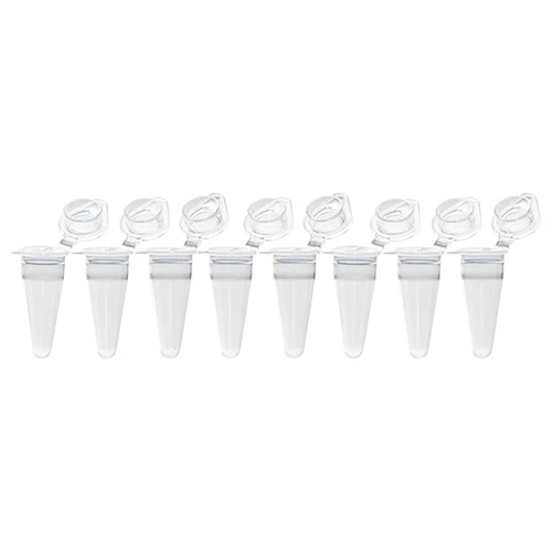 QuickSnap 0.1mL 8-Strip Tubes, with Individually-Attached Flat Caps, Clear