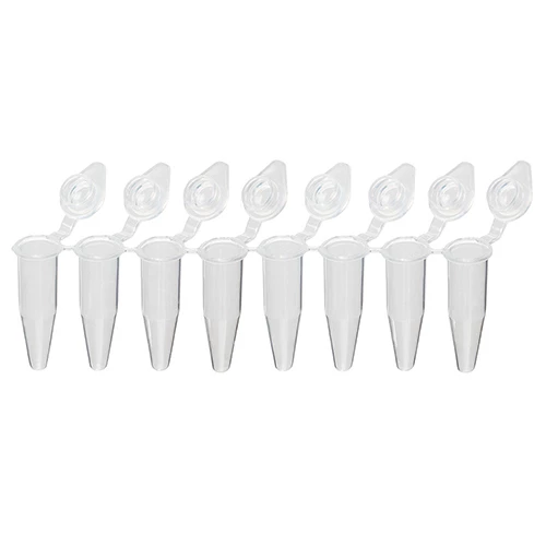 02D QuickSnap 0.2mL 8-Strip Tubes, with Individually-Attached Dome Caps, Clear, CS/1200