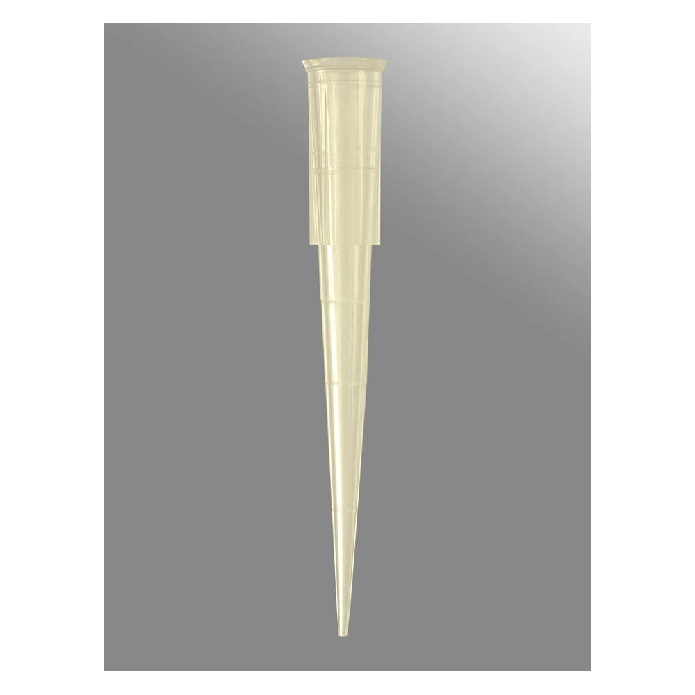 Axygen 200µL Universal Fit Pipet Tips, Bevelled, Graduated, Yellow, Bulk Pack, 1000 Tips/Pack, 20 Packs/Case.