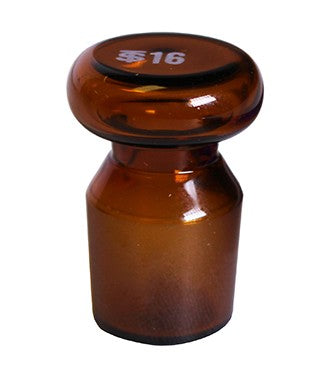 Ground Glass Flask Stoppers, Amber, No. 16, PK/6