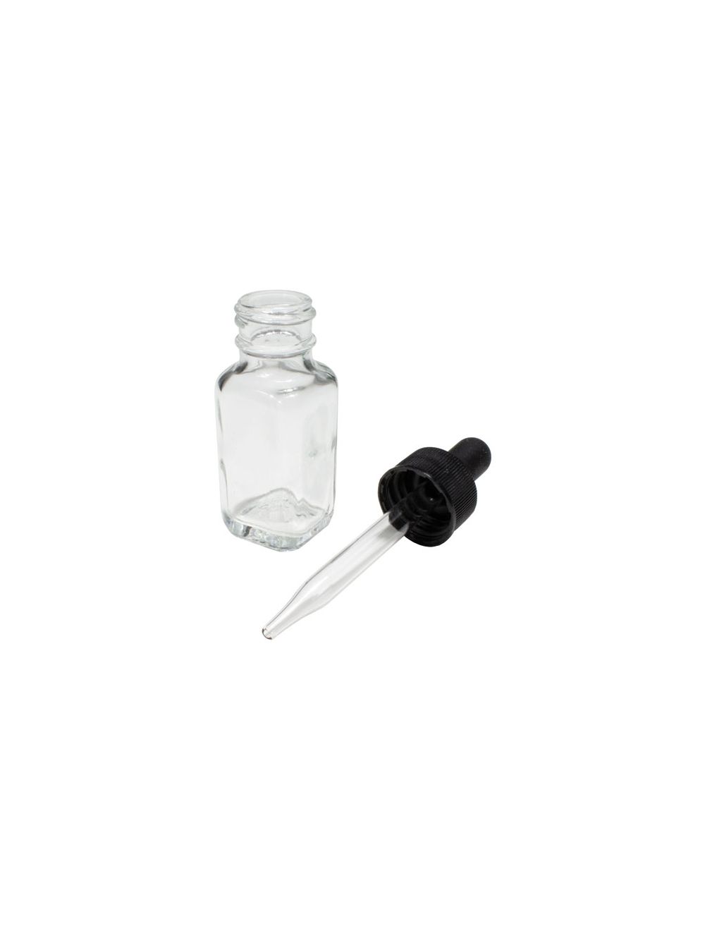 Bottles With Dropper, Square, Flint Glass, 1Oz