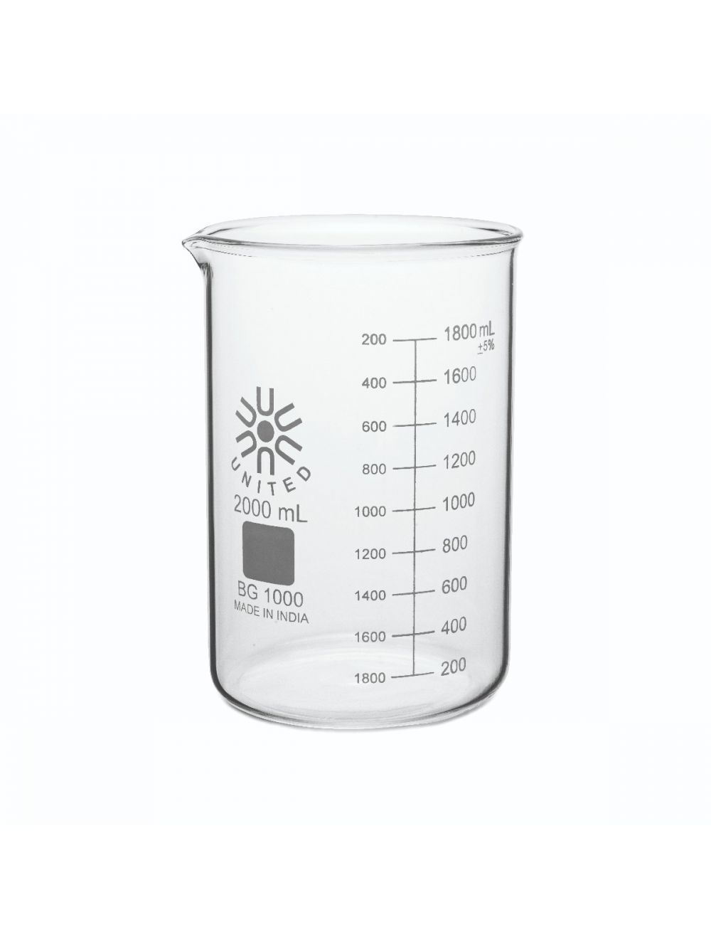 Eisco Labs 1000ml Low Form Beaker – Borosilicate Glass, Dual Scale, ASTM Standard