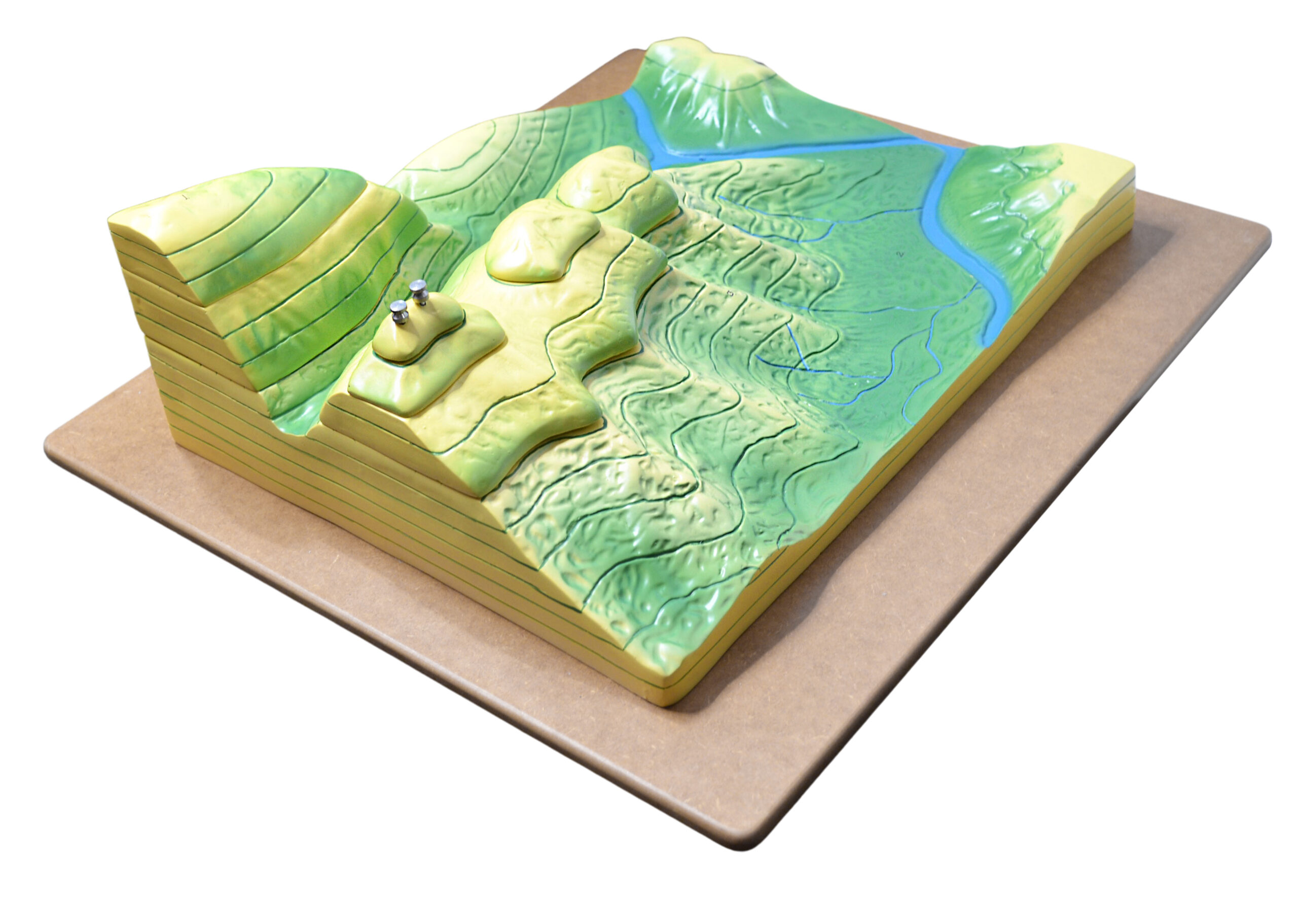 Contour Map Demonstration Model, 20 Inch - Separates into Multiple Parts - Mounted - Great for Geographical Study