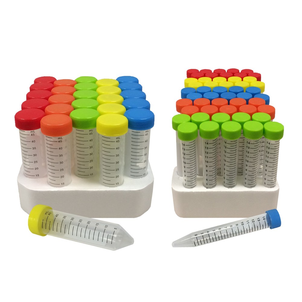 SpectraTube Rainbow Capped Centrifuge Tubes,Rainbow Cap Centrifuge Tube 50mL Bagged, 500/CS