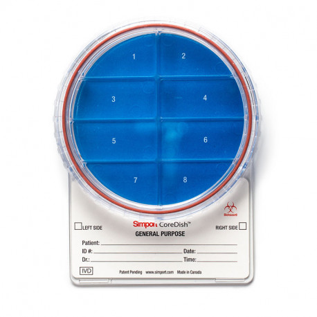 CoreDish, 8 Compartments Filled w/Formaline
