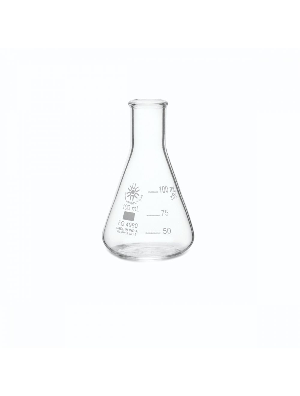 Erlenmeyer Flask, Narrow Mouth, Borosilicate Glass, 100Ml