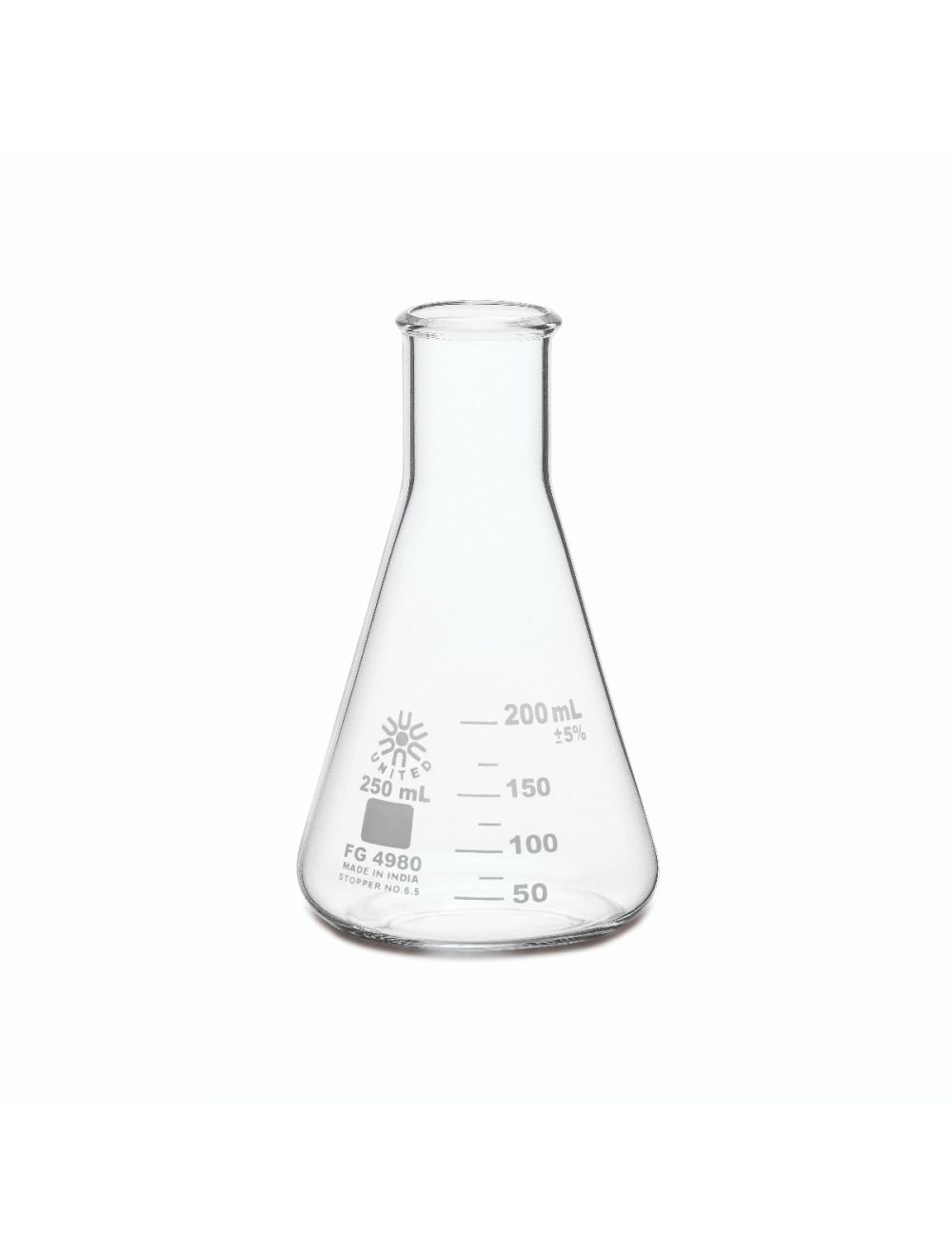 Erlenmeyer Flask, Narrow Mouth, Borosilicate Glass, 250Ml