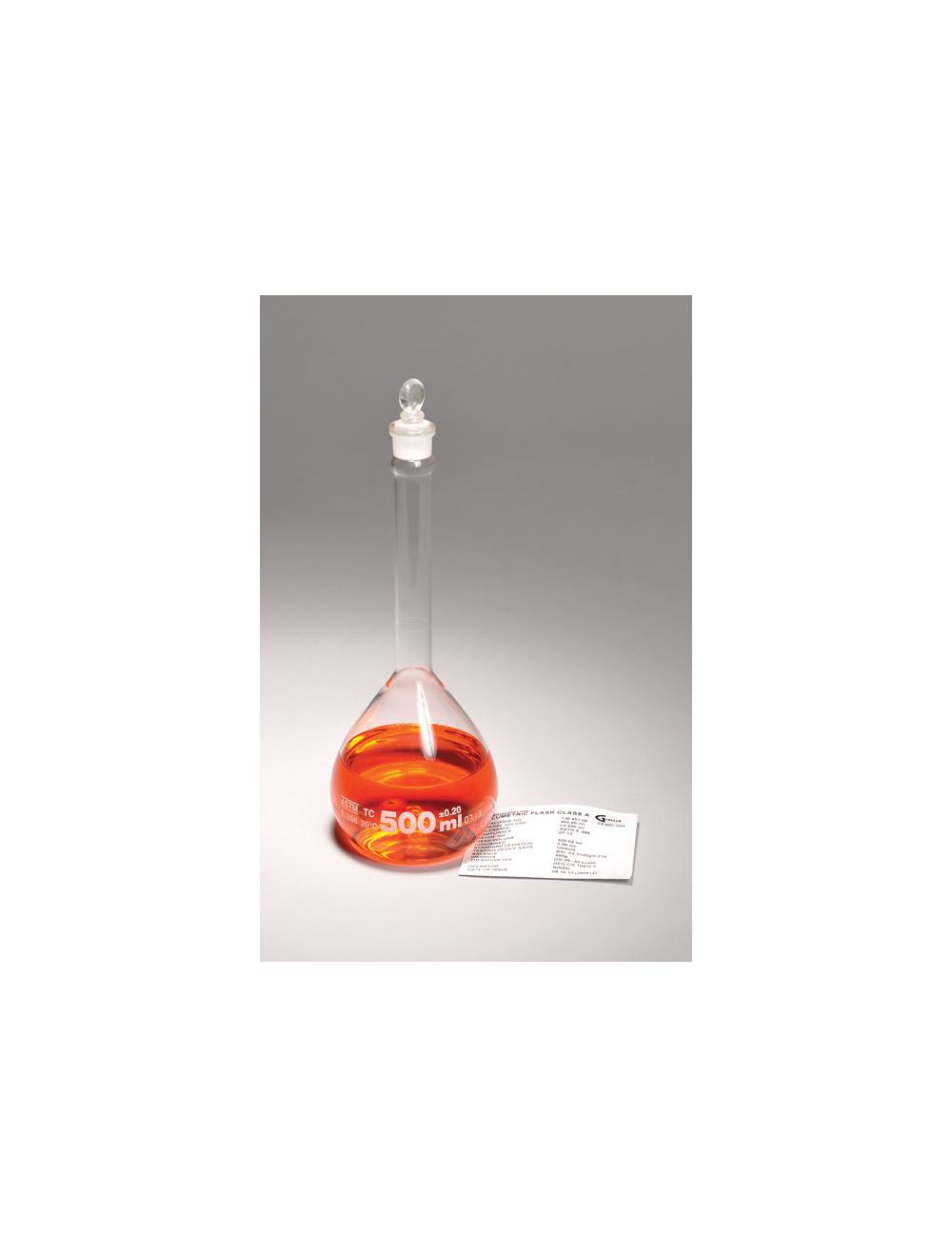 VOLUMETRIC FLASK, CLASS A, GLASS STOPPER, BATCH CERT, 200ML