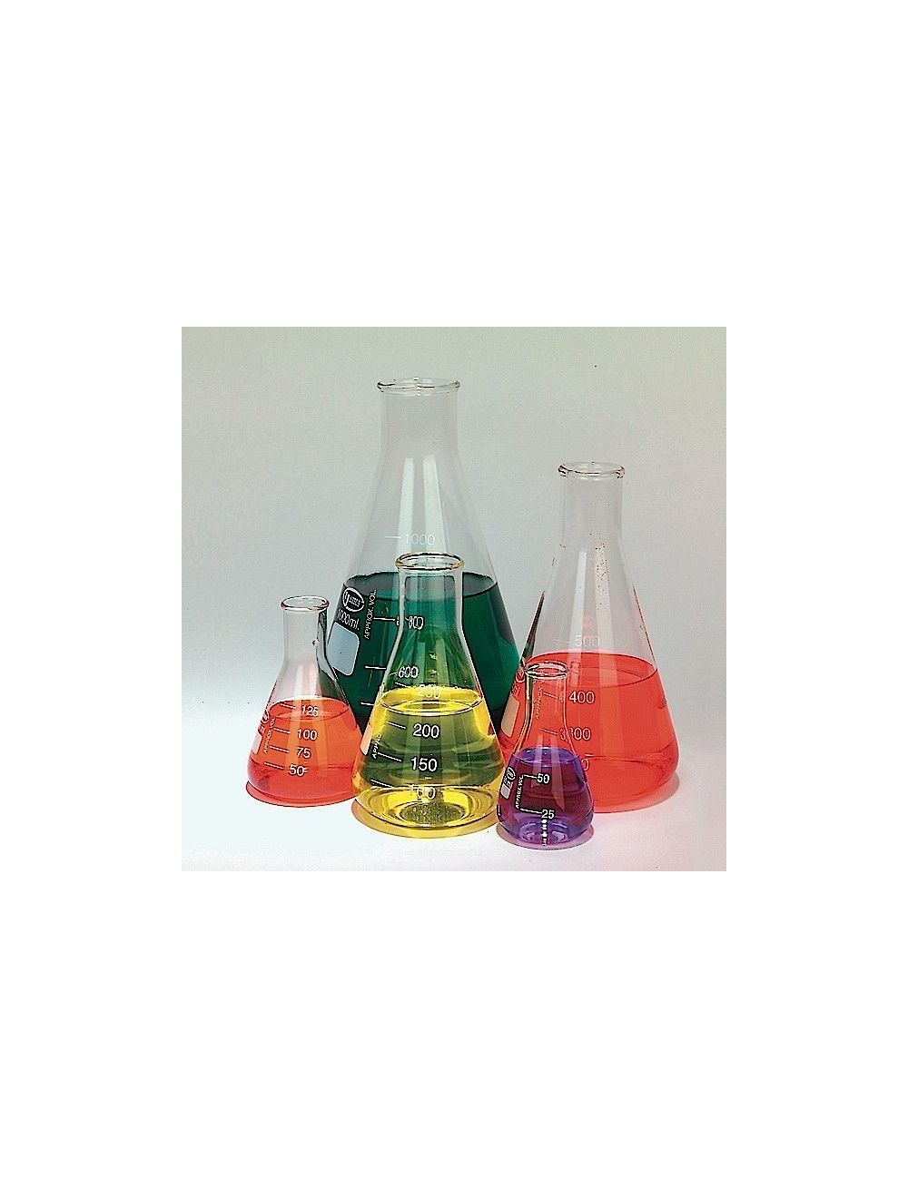 GLASS ERLENMEYER FLASKS, SET OF 5