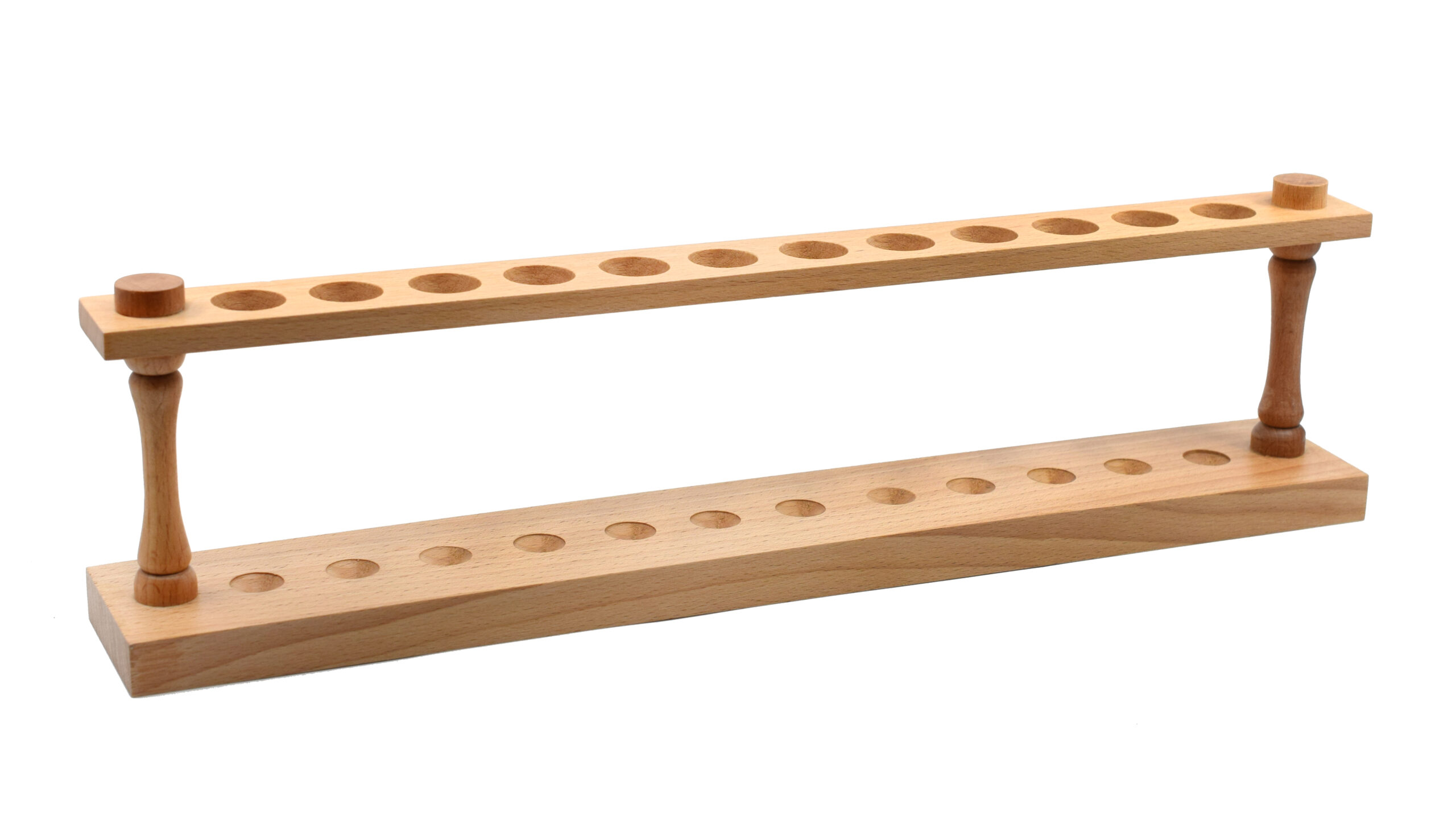 Wooden Test Tube Rack - Accommodates 12 Tubes, up to 22mm - 17" Wide - Premium Polished Wood Construction