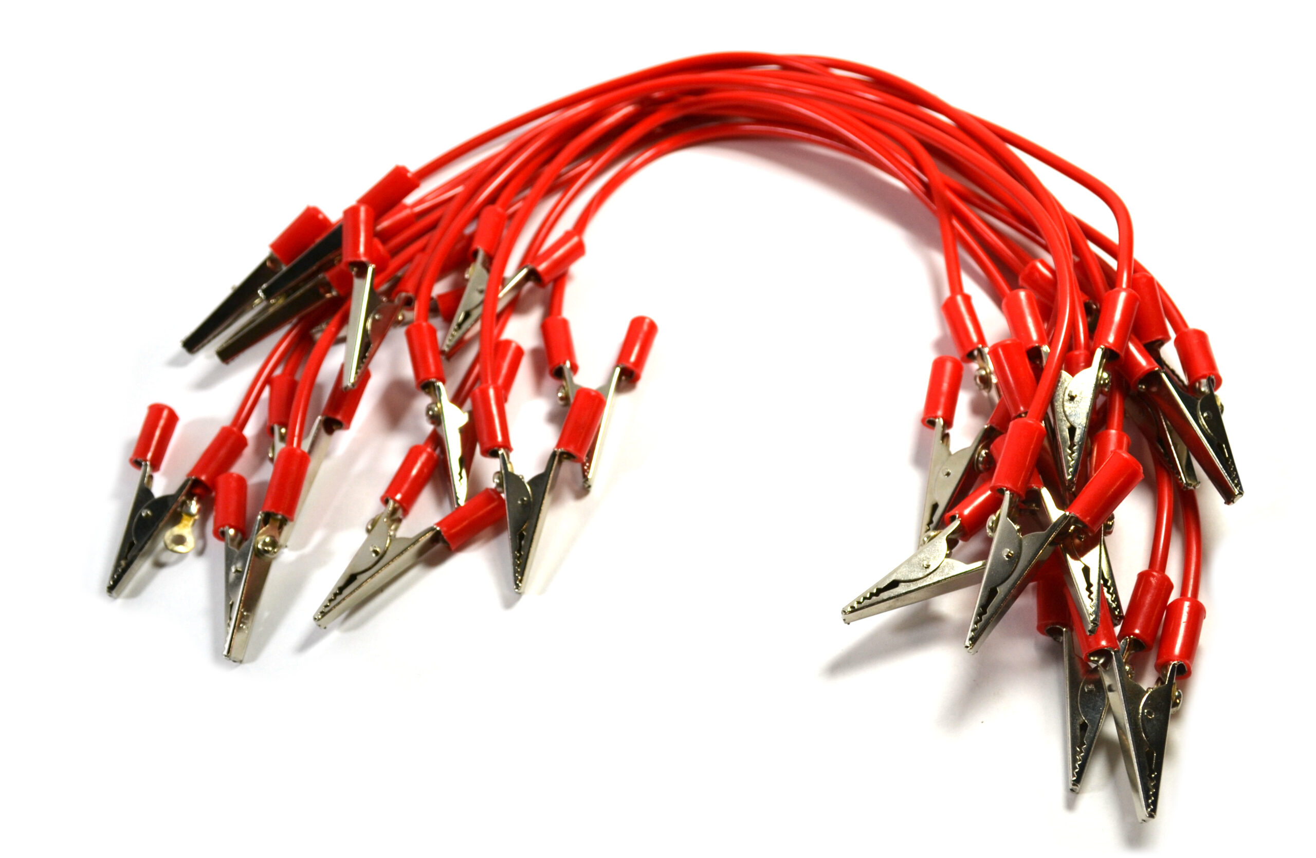 Red 4mm Connecting Leads 0 Alligator Clips - 300mm Length - Pack of 12
