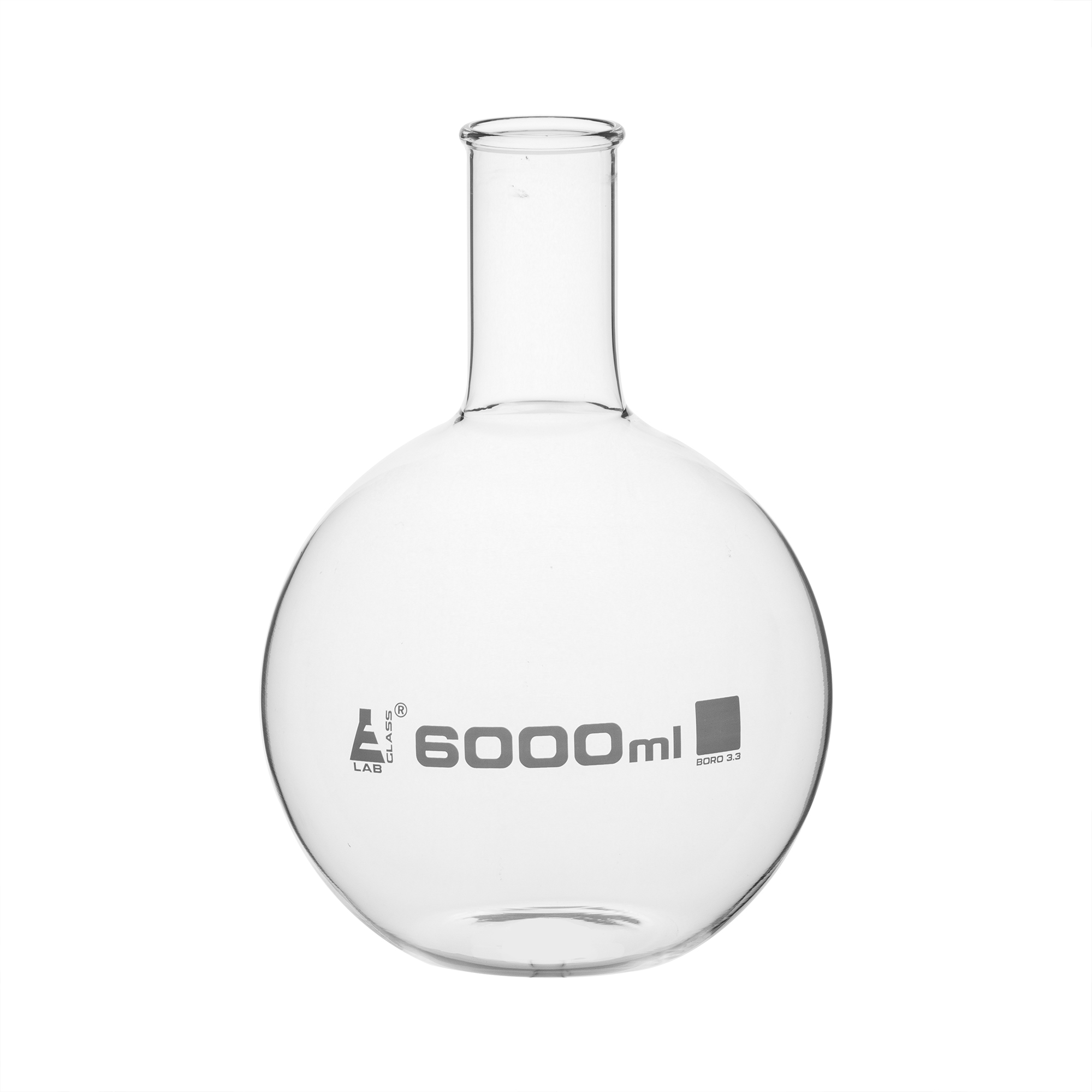 Boiling Flask, 6000ml - Borosilicate Glass - Flat Bottom, Narrow Neck