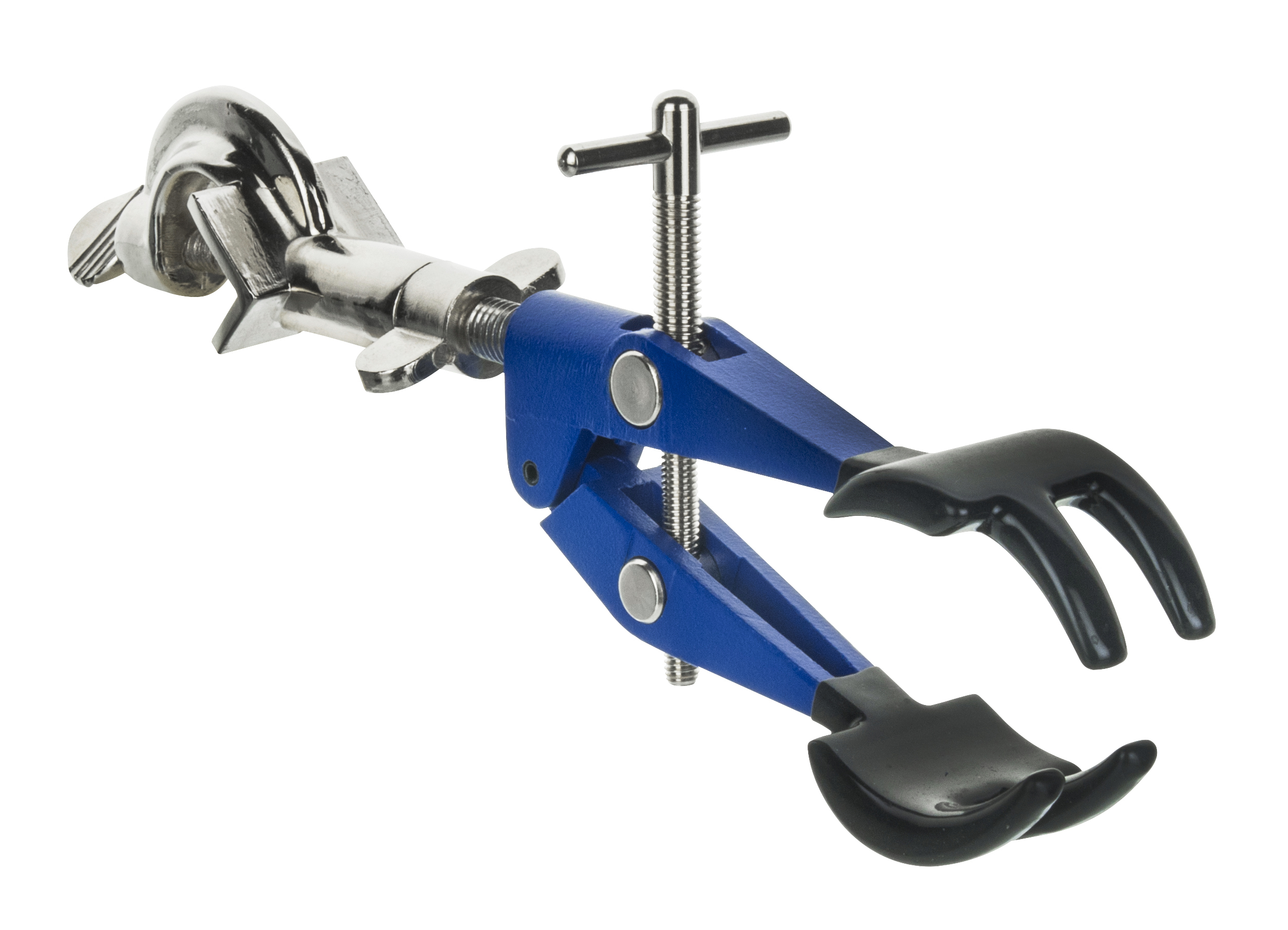 4 Prong, Vinyl Coated Clamp on Swivel Bosshead - 4.1" Max Clamp Opening, Bosshead fits up to 18mm Rods - Powder Coated Zinc Alloy Clamp - Research, Industrial Laboratory Grade