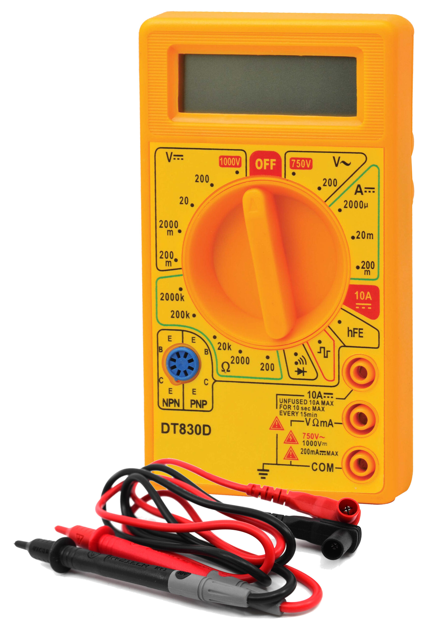 Digital Multimeter, Model M-830D - 200mV - 1000 V ±0.5% ±2Digit - Testing Leads, Battery & Instructions Included