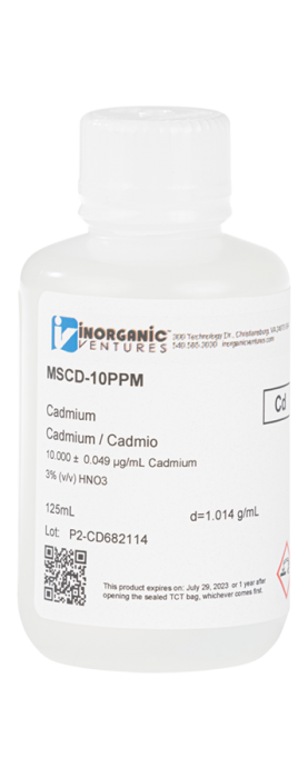 10ug/mL CADMIUM 125mL