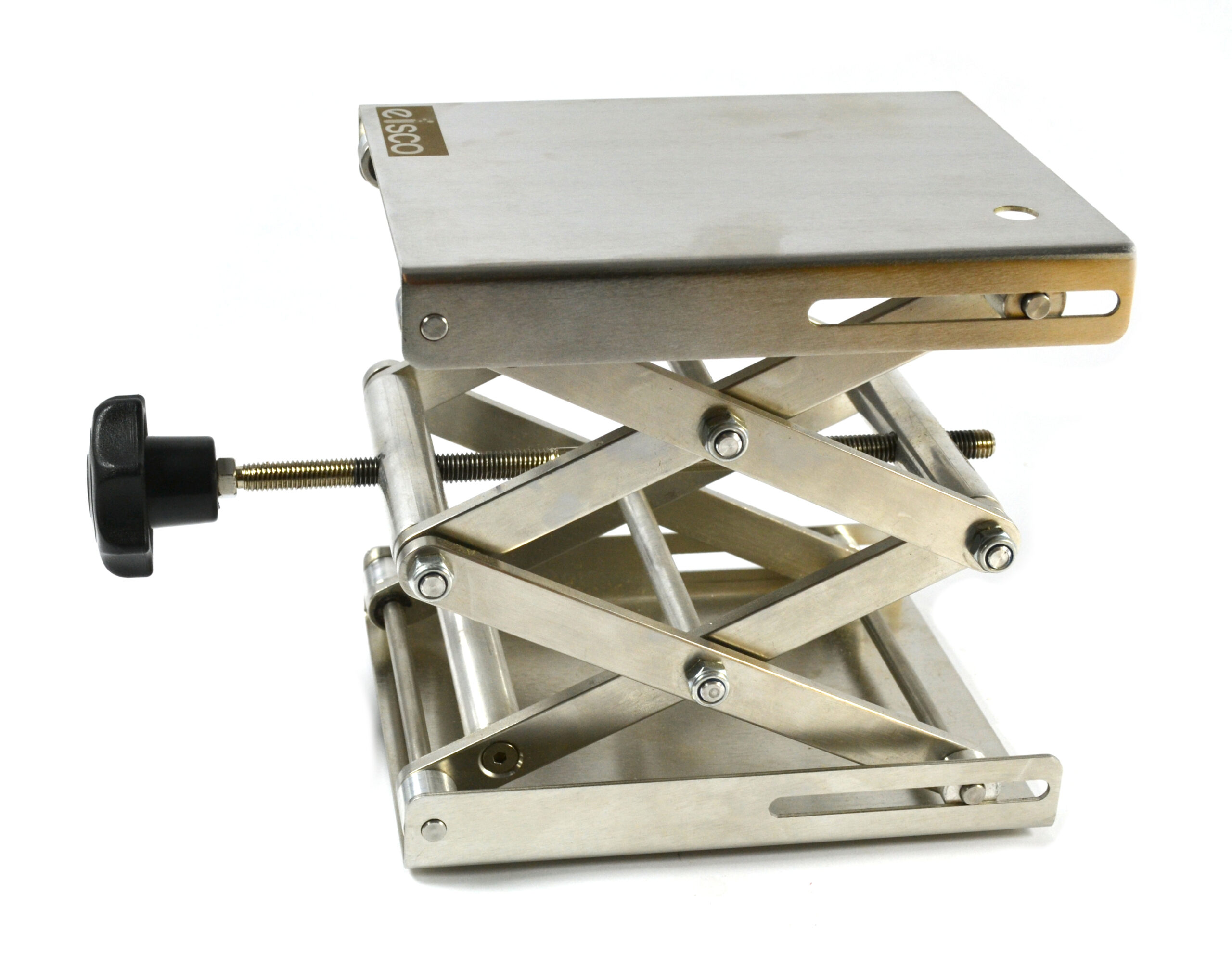 Stainless Steel Lab Jack - 8x8" Surface - 11" max height - Dynamic Load - 7kg Static Strength - 30kg