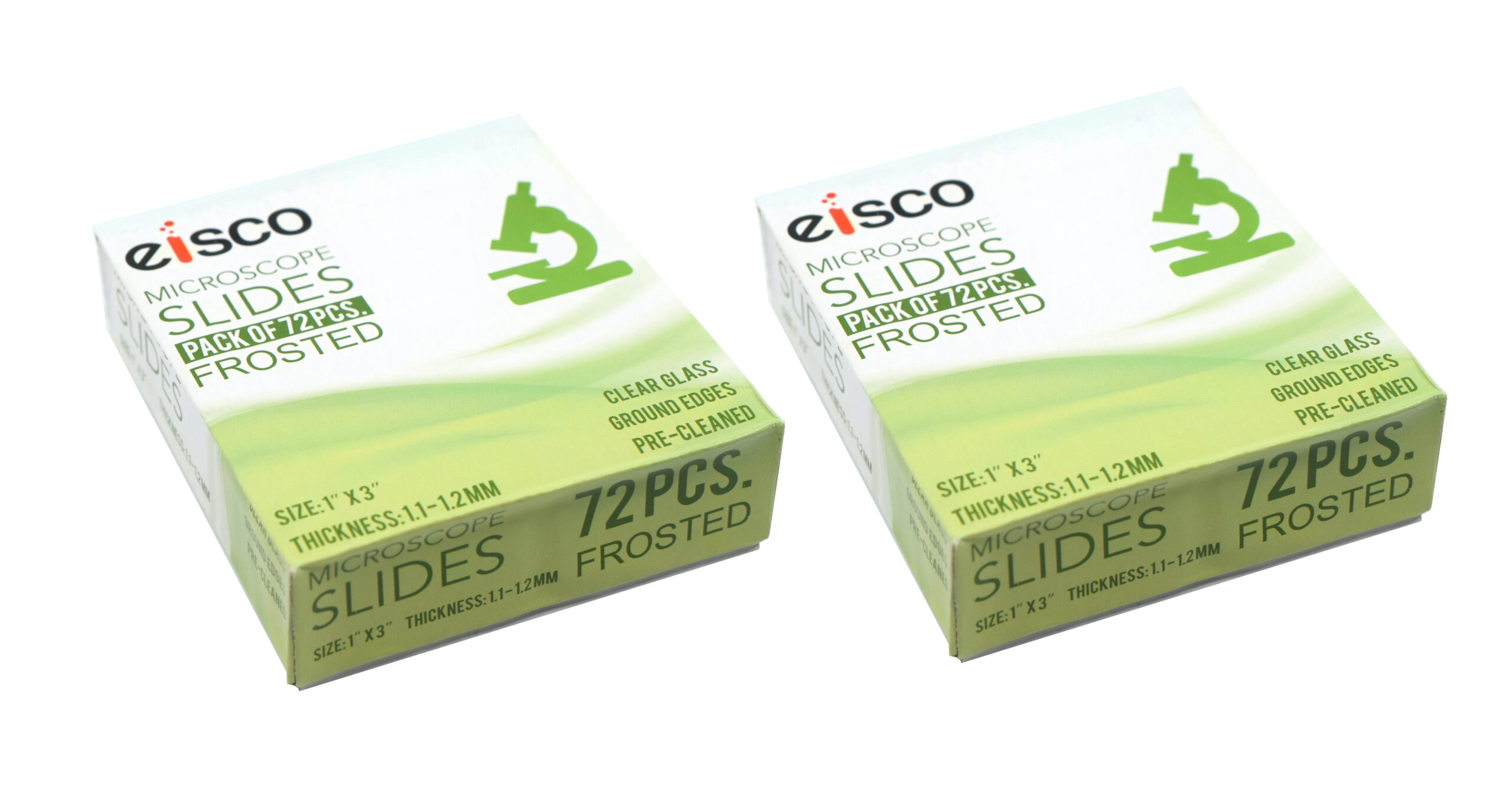 Glass Microscope Slides, 144 Pack - Precleaned - Ground & Polished Edges - Frosted End