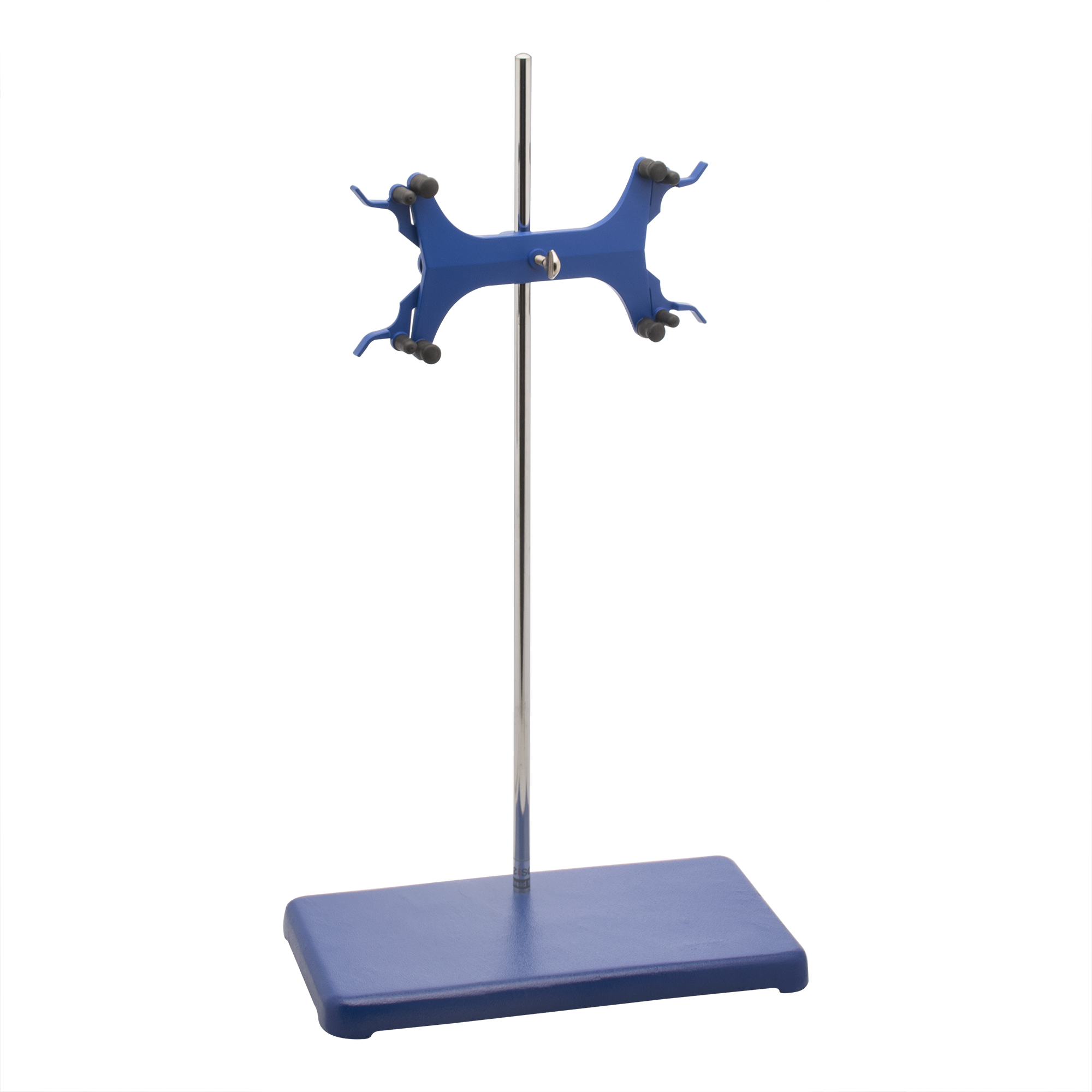 Double Burette Clamp Support with Rod - Fits Burettes Up to 100ml - Stainless Steel Rod, Alloy Jaws, Built In Boss Head