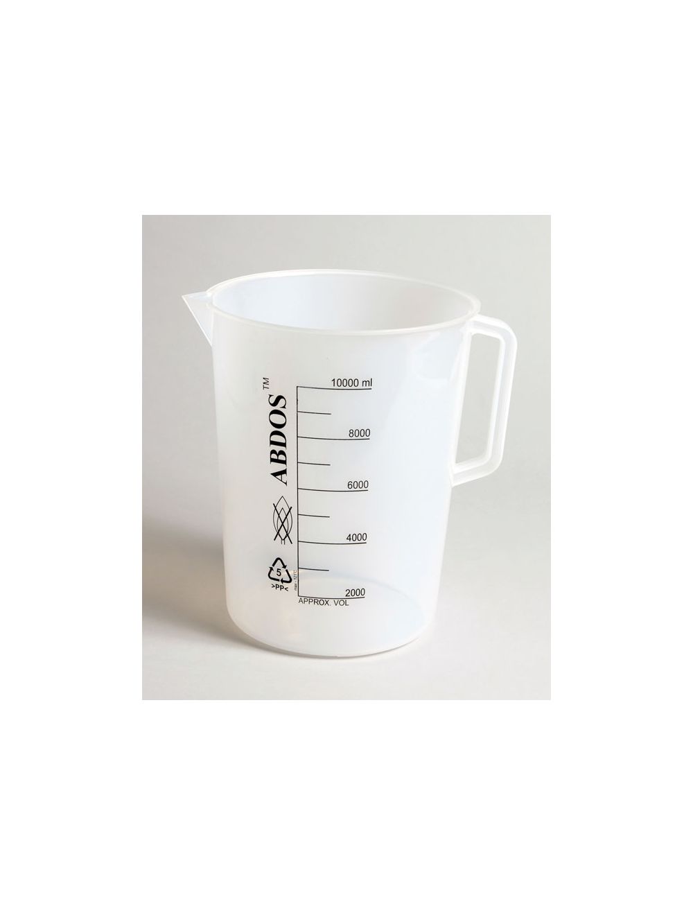 Beakers W/Handle, Printed Graduations, PP, 5000Ml