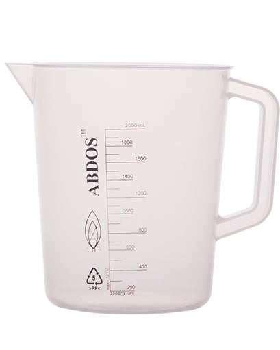 Abdos Printed Beakers with Handle, Polypropylene (PP) 2,000 mL, 4/CS