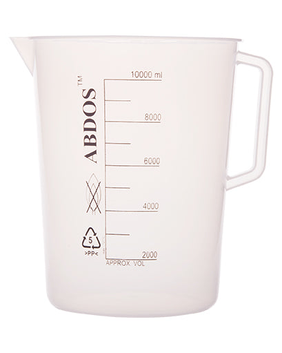 Abdos Printed Beakers with Handle, Polypropylene (PP) 10,000 mL, 1/EA