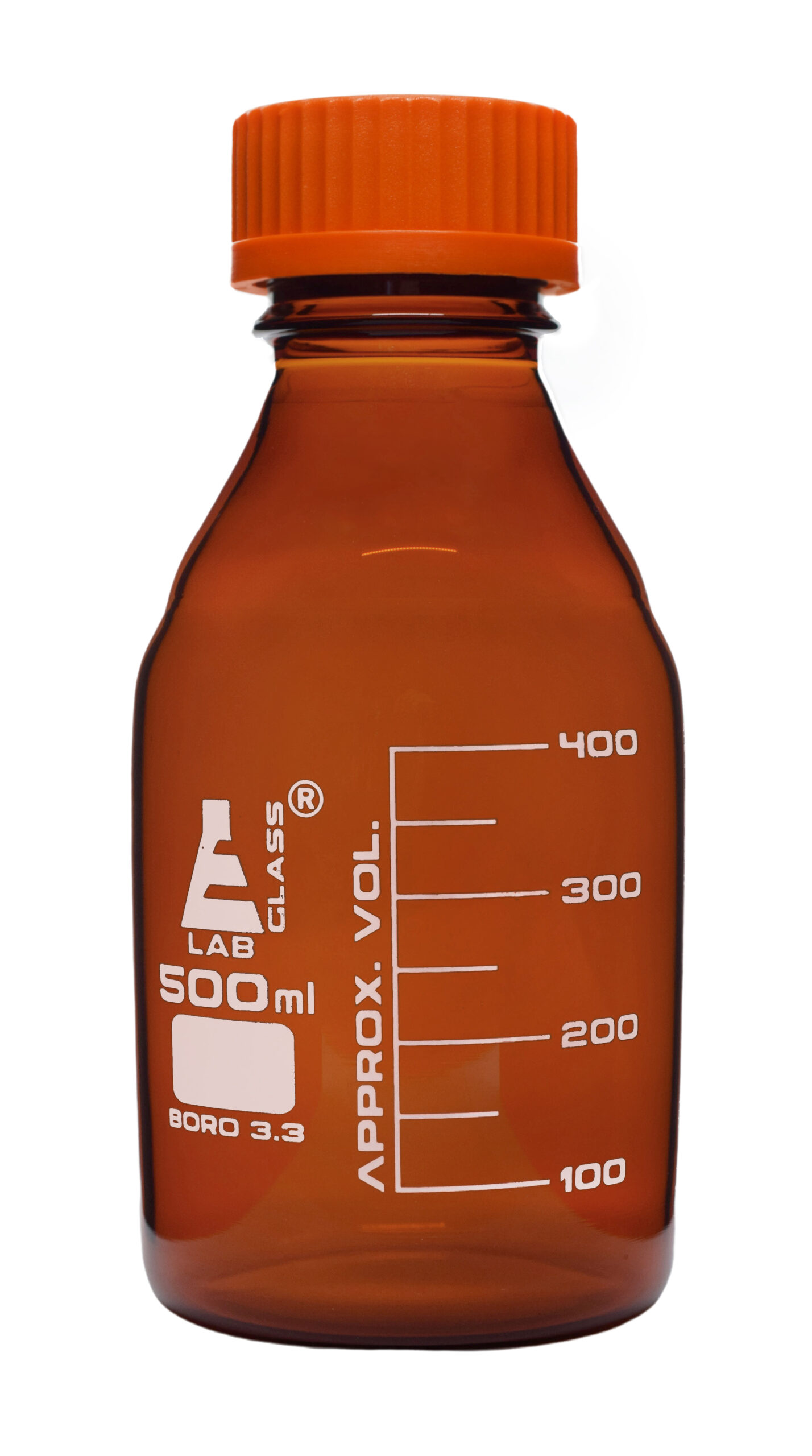 500ml Amber Reagent Bottle with Screw Cap and 50ml Graduations