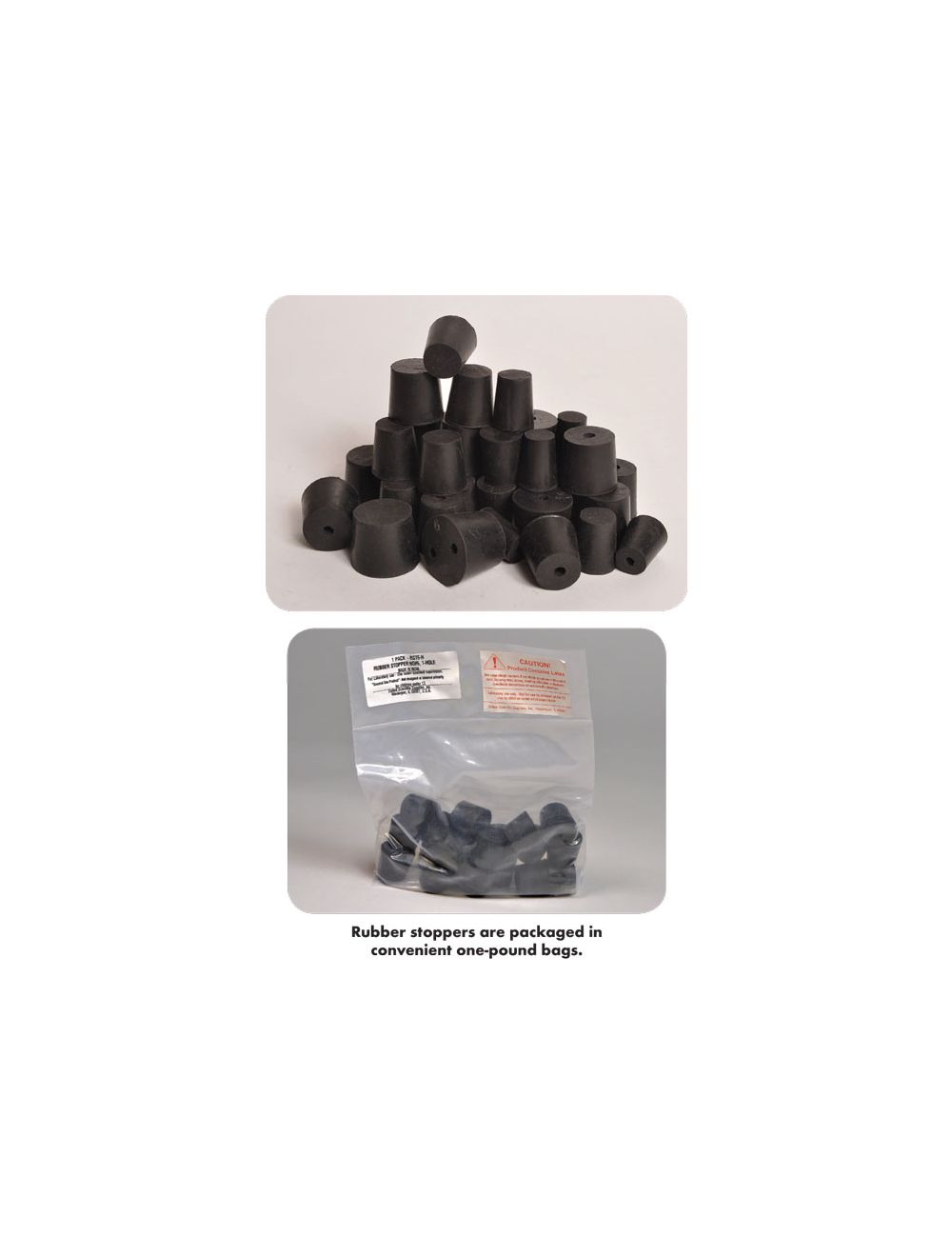 RUBBER STOPPERS, 2-HOLE, #16
