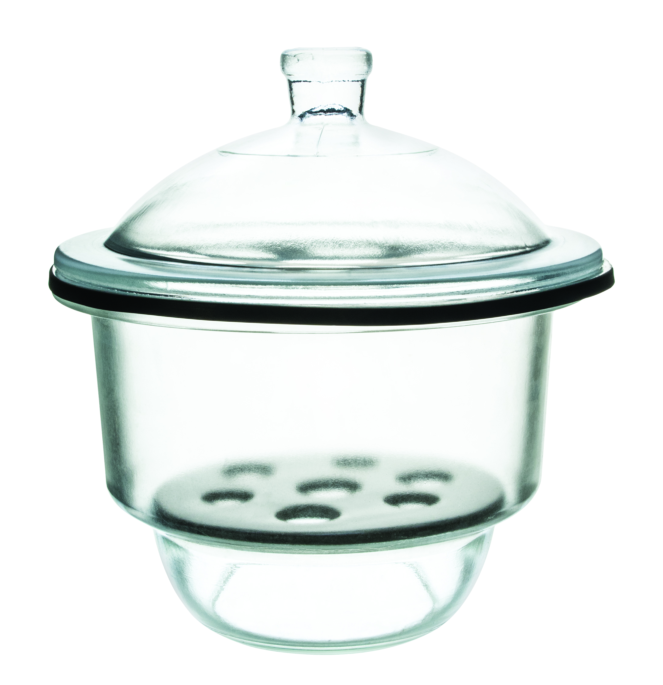 Desiccator with Knob Cover - 25cm (9.8") Porcelain Plate - Borosilicate Glass