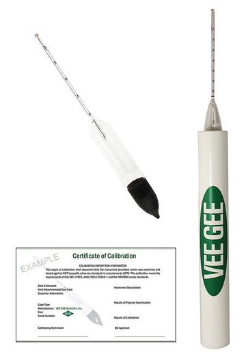 Alcohol Hydrometer, Proof Scale, IRS Specification with Certification - 165 to 185%