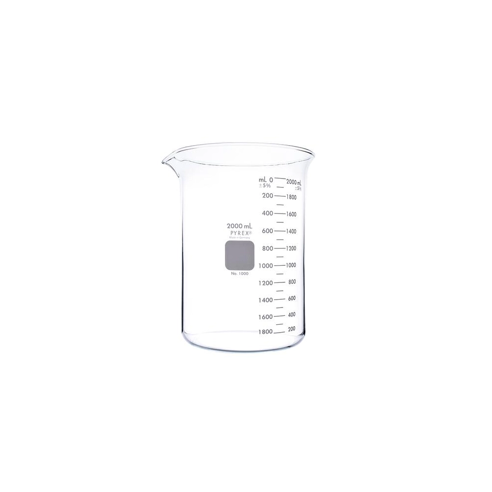 PYREX Griffin Low Form 2L Beaker, Double Scale, Graduated