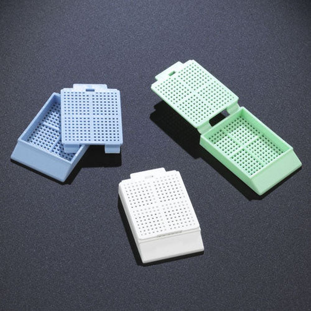 Cassette, Biopsy Embedding with Attached Lid, 30 Writing Area, GREEN, 500/Dispenser Box, 2 Boxes/Unit