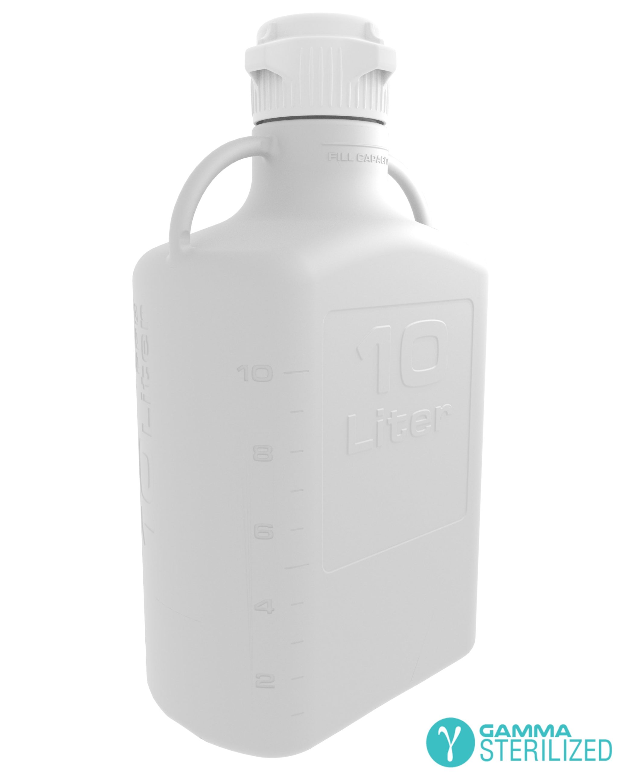 EZBio® 10 L (2.5 Gal) Gamma Sterilized Double Bagged Autoclavable Polypropylene (PP) Space Saving Carboy with 83 mm (83B) VersaCap® and 13 L Max Capacity, Large Pinched Handles, 1/EA