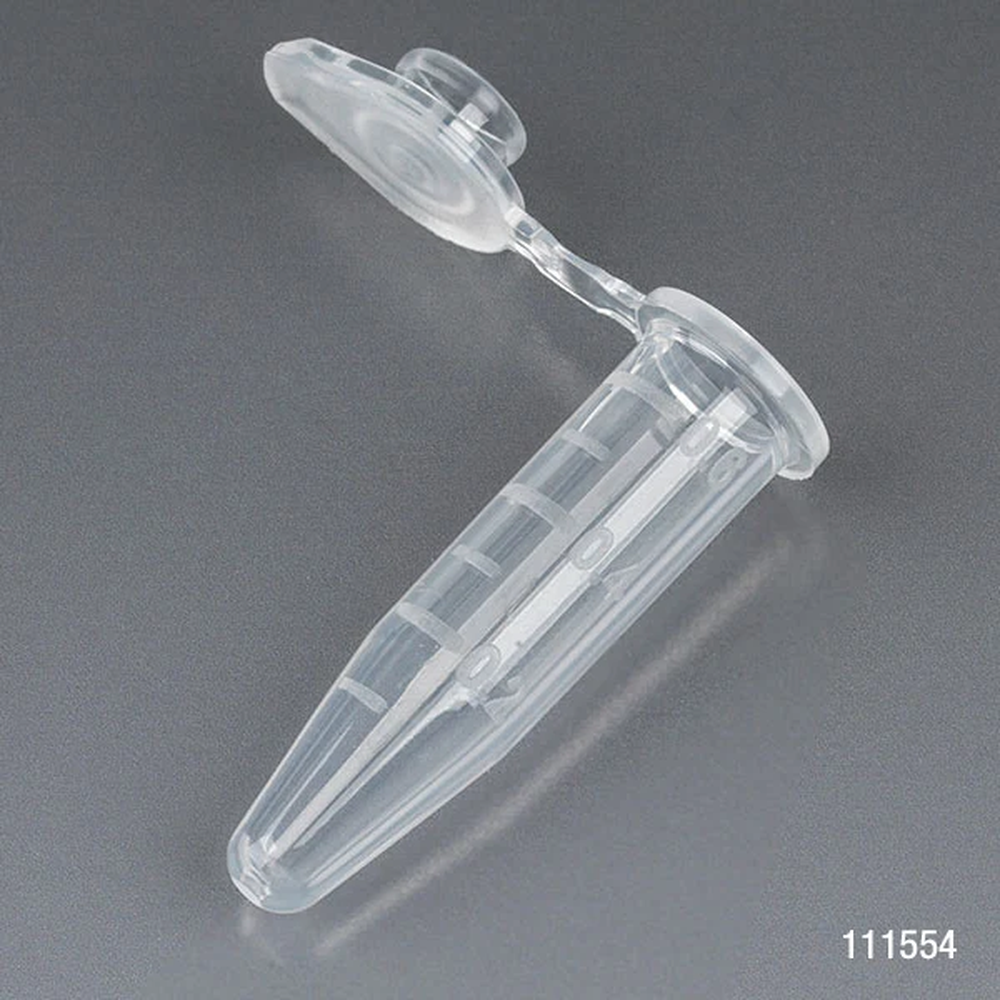Microcentrifuge Tube, 0.5mL, PP, Attached Snap Cap, Graduated, Natural, Certified: Rnase, Dnase and Pyrogen Free, 500/Stand Up Zip Lock Bag - cs-10000