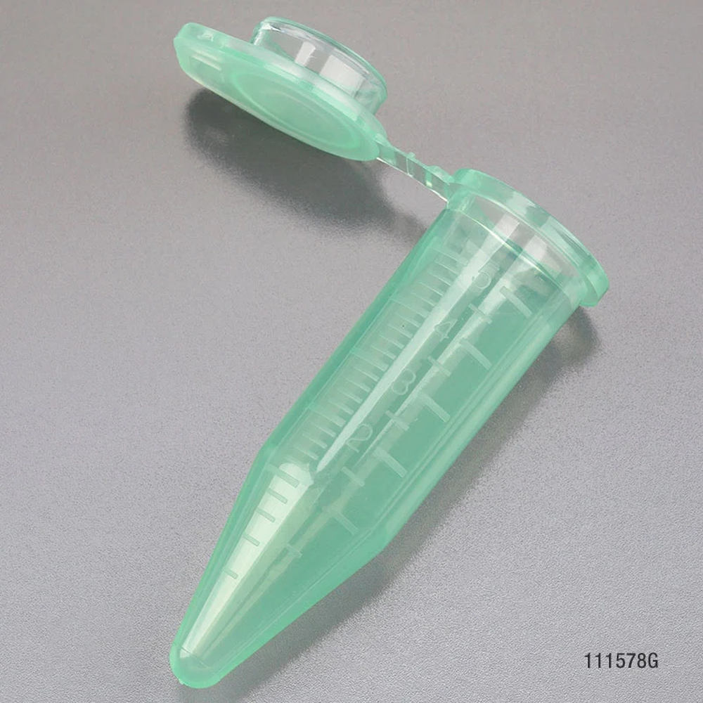Diamond Midi Centrifuge Tube, 5.0mL, PP, Attached Snap Cap, Graduated, Green, 50/Bag, 4 Bags/Unit - CS/2000