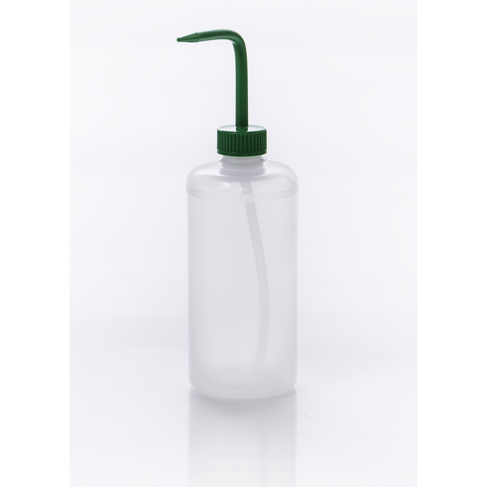 BOTTLE,LDPE,WASH,NM,GREEN CLOSURE,500ML