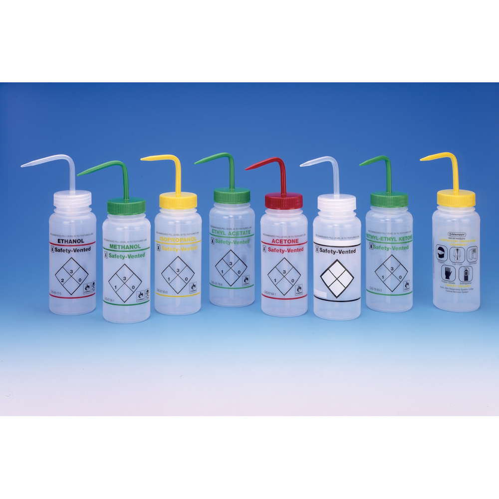 BOTTLE,PE,WASH,VENTING SOLVENT LABELED, Yellow
