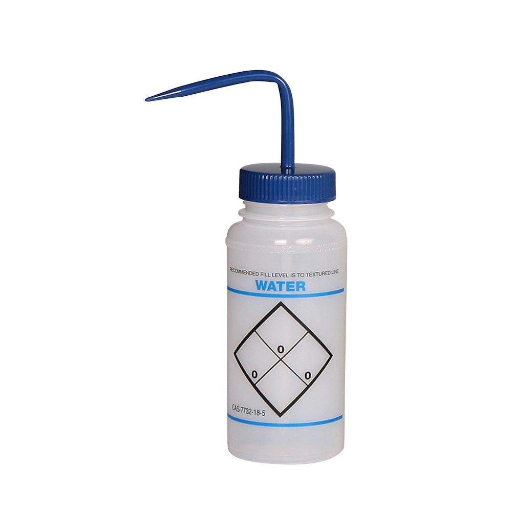 BOTTLE,PE,WASH,WM,SAFETY LABELED,500ML, Blue