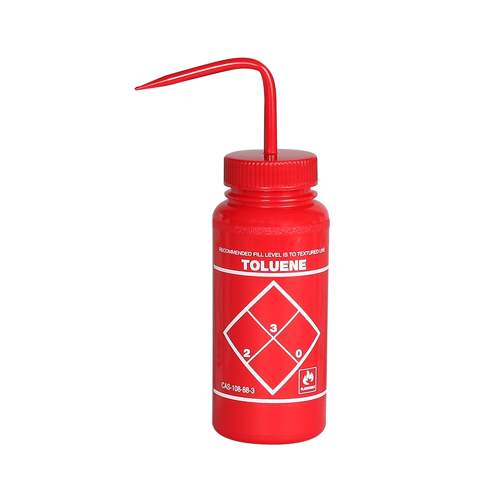 BOTTLE,PE,WASH,WM,SAFETY LABELED,500ML, Red