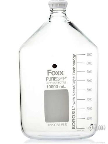 Puregrip Aspirator Bottle GL45 Cap and with Outlet for Tubing, 20 L, 1/CS