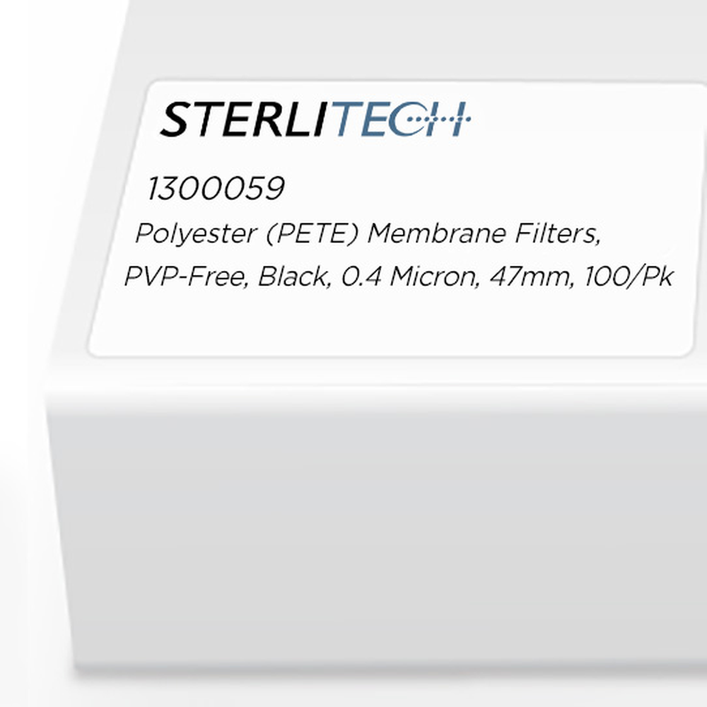 Polyester (PETE) Membrane Filters, PVP-Free, Black, 0.4 Micron, 47mm, 100/Pk