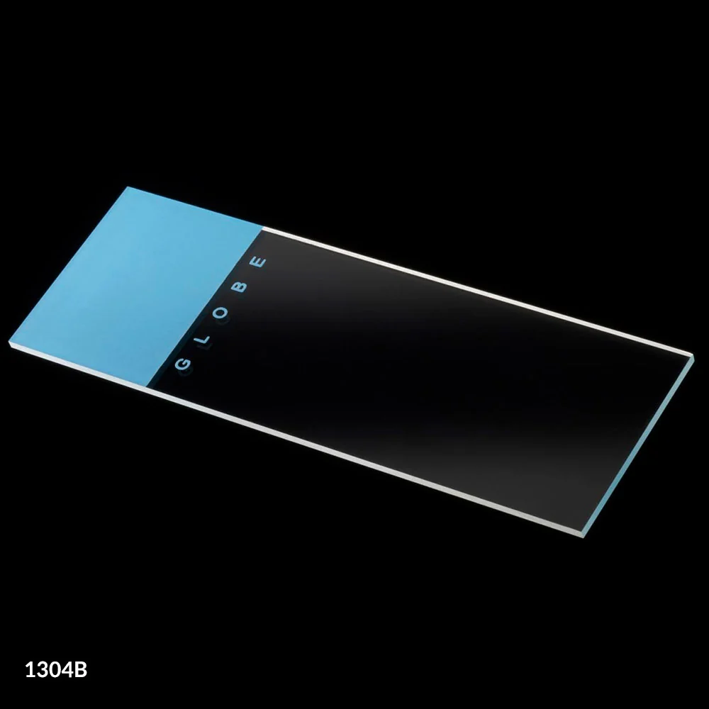 Microscope Slides, Glass, 25 x 75mm, 90 Ground Edges, Blue Frosted, 72/Box, 2 Boxes/Case (1 Gross)