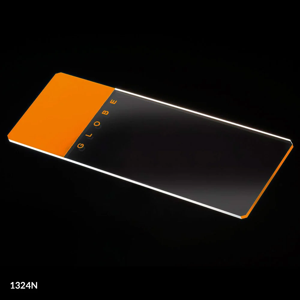 Microscope Slides, Glass, 25 x 75mm, 90 Ground Edges with Safety Corners, Orange Frosted, 72/Box, 2 Boxes/Case (1 Gross)