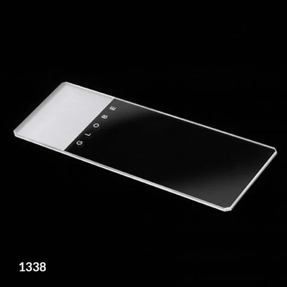 Microscope Slides, Glass, 25 x 75mm, 45 Beveled Edges, Clipped Corners, Frosted, 1 End, Both Sides, 72/Box, 2 Boxes/Case (1 Gross)