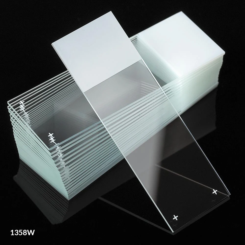 Microscope Slides, Diamond White Glass, 25 x 75mm, Charged, 90 Ground Edges, White Frosted, 72/Box, 20 Boxes/Case (10 Gross)