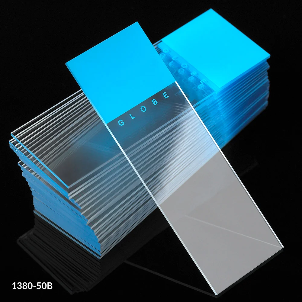 Microscope Slides, Diamond White Glass, 25 x 75mm, 90 Ground Edges, BLUE Frosted, 72/Box, 20 Boxes/Case (10 Gross)