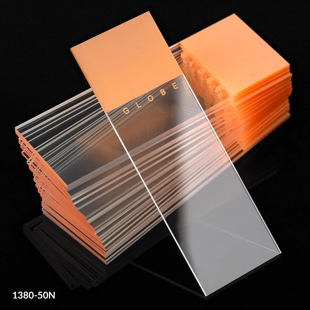 Microscope Slides, Diamond White Glass, 25 x 75mm, 90 Ground Edges, ORANGE Frosted, 72/Box, 20 Boxes/Case (10 Gross)