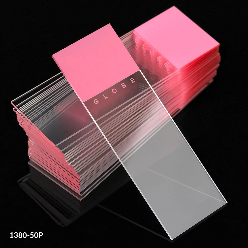 Microscope Slides, Diamond White Glass, 25 x 75mm, 90 Ground Edges, PINK Frosted, 72/Box, 20 Boxes/Case (10 Gross)