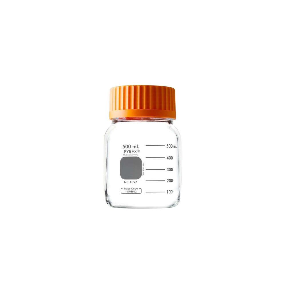 PYREX 500mL Round Wide Mouth Media Storage Bottles, with GLS80 Screw Cap