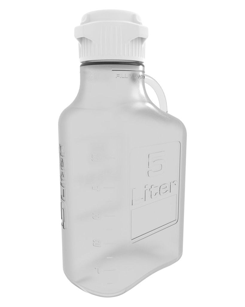 EZclear 5 L (1 Gal) BPA-Free PETG Space Saving Carboy with 83 mm (83B) VersaCap and 6.9 L Max Capacity, Large Pinched Handle, 1/EA